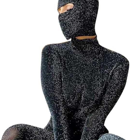 Women' Sexy See Through Clubwear Jumpsuit Sparkly Backless Bodycon NWT - Picture 3 of 4